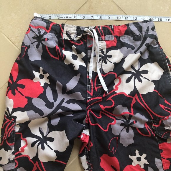 BEVERLY HILLS POLO CLUB Beachy Coastal Hawaiian Floral Swim Trunks Vacation - Picture 8 of 11